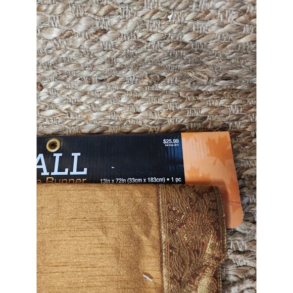 Gold Brown Table Runner 72”L X 13”W Fall Thanksgiving Christmas Decor New! - Picture 3 of 6